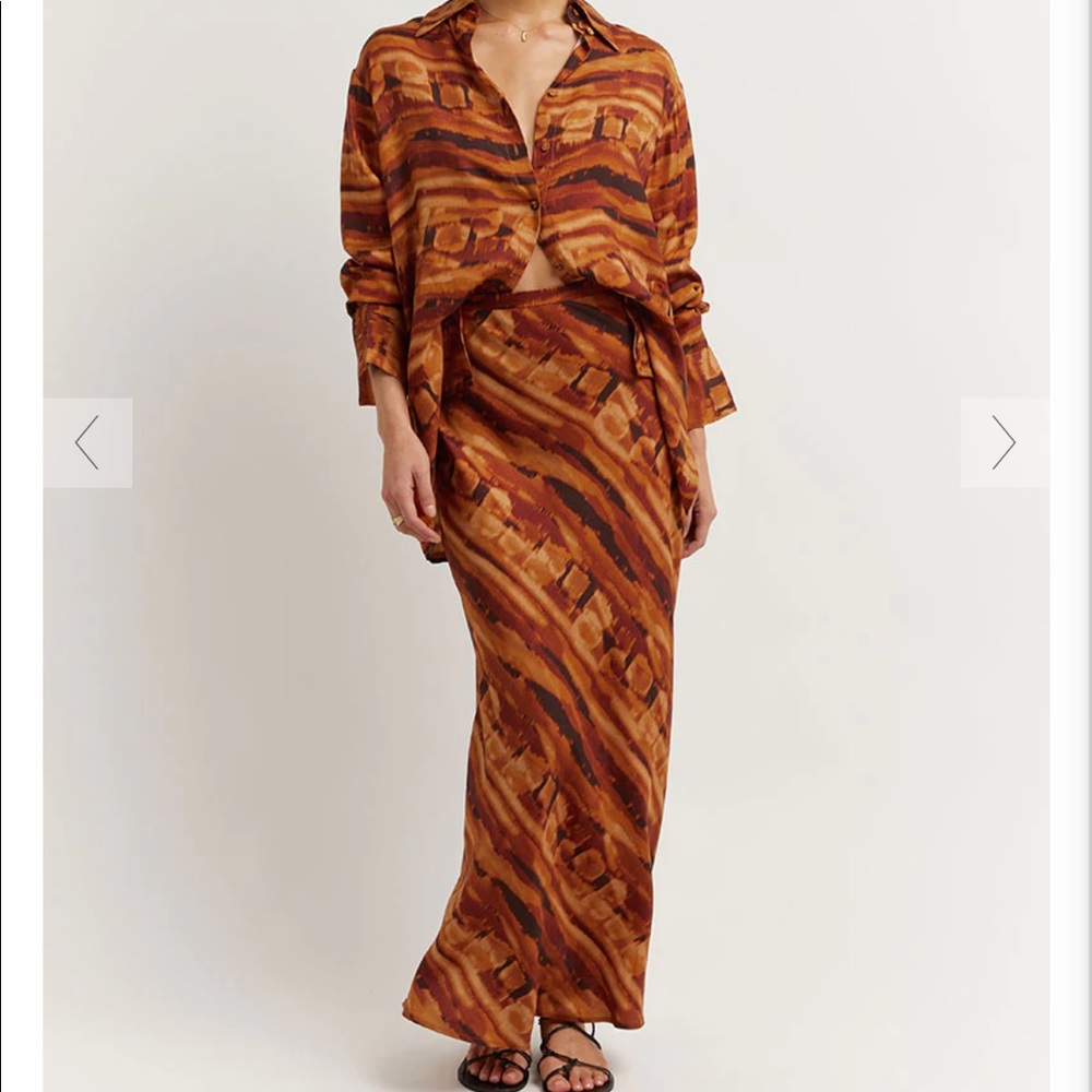 NWT DISSH SS22 - Alex Brown Watercolor Shirt and Midi skirt SOLDOUT! - Picture 15 of 16